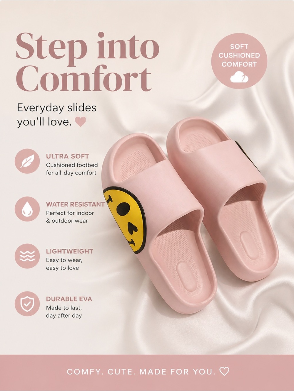 Smiley Slides Pink Rubber Slides Size 2